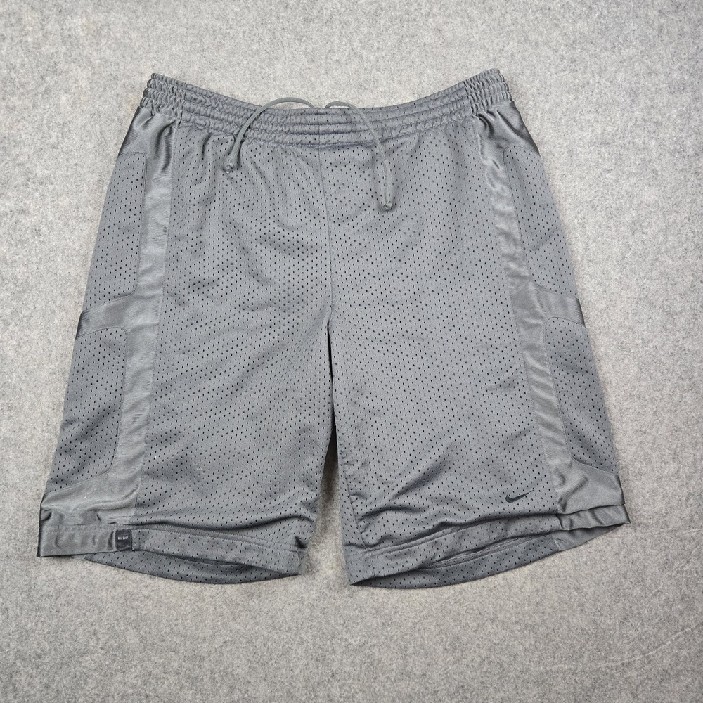 Vintage Nike Hoop Shorts Mens XL Gray Basketball Mesh Swoosh Y2k Breathable